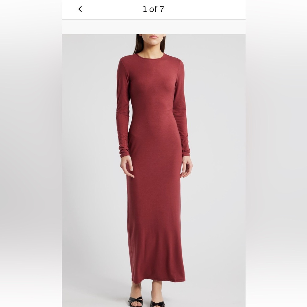 Reformation Tommie Long Sleeve Burgundy Dress
